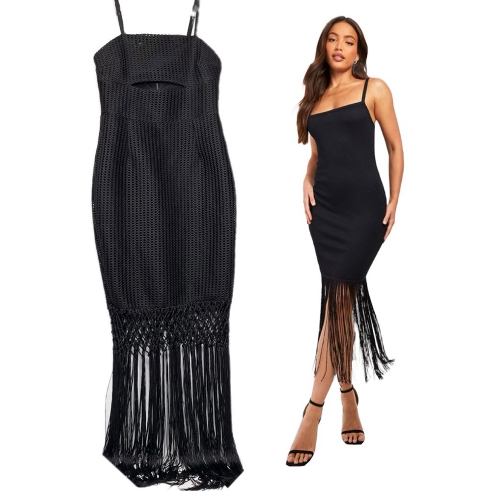 Boutique Eyelet cut-out bodycon midi dress small